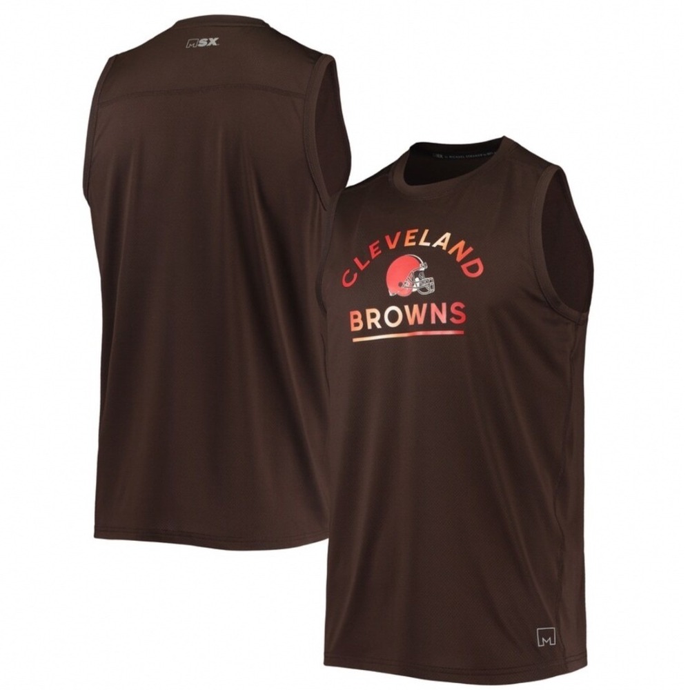 Cleveland Browns MSX by Michael Strahan Mens Performance Tank Top‎ Brown Large